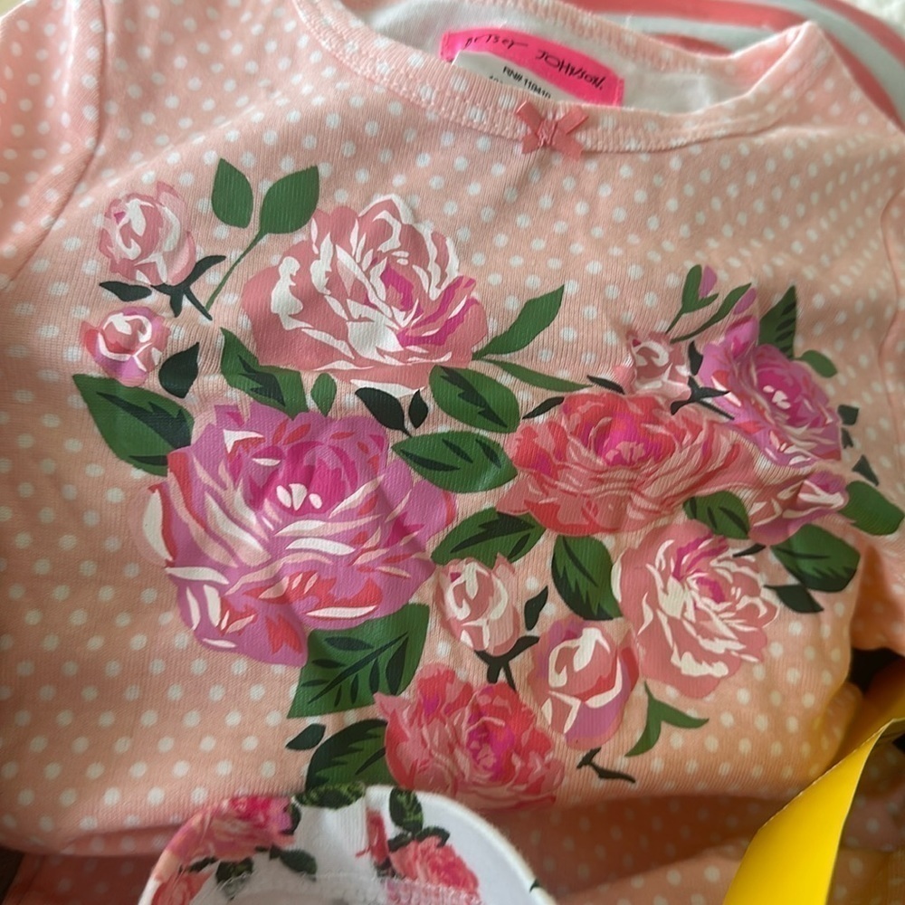 Betsy Johnson Girls floral Polka dot pajamas 4T Pink NWT